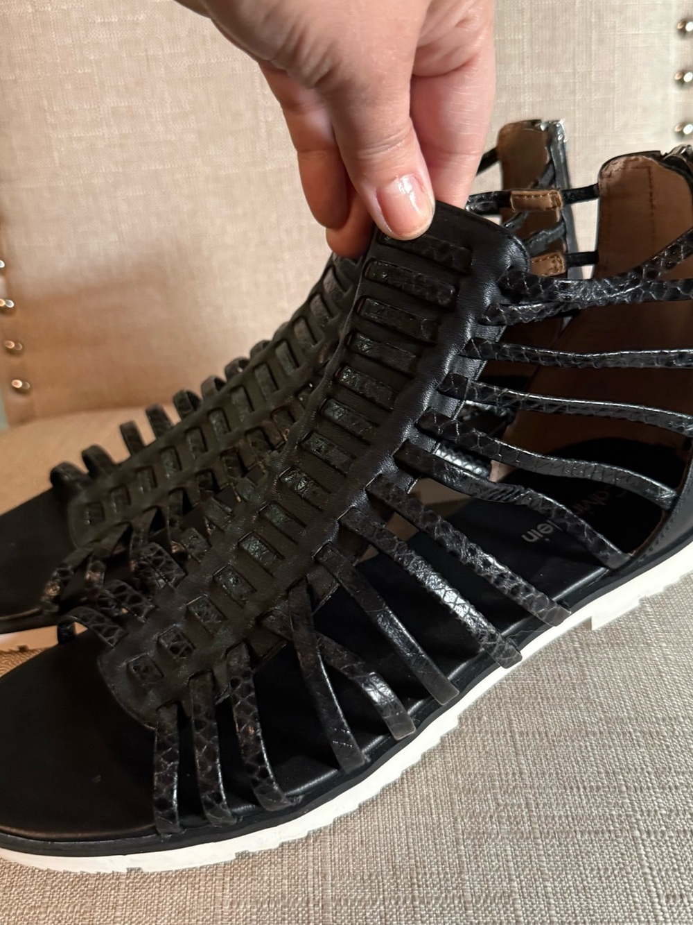 Calvin Klein Black Strappy Gladiator Sandals
